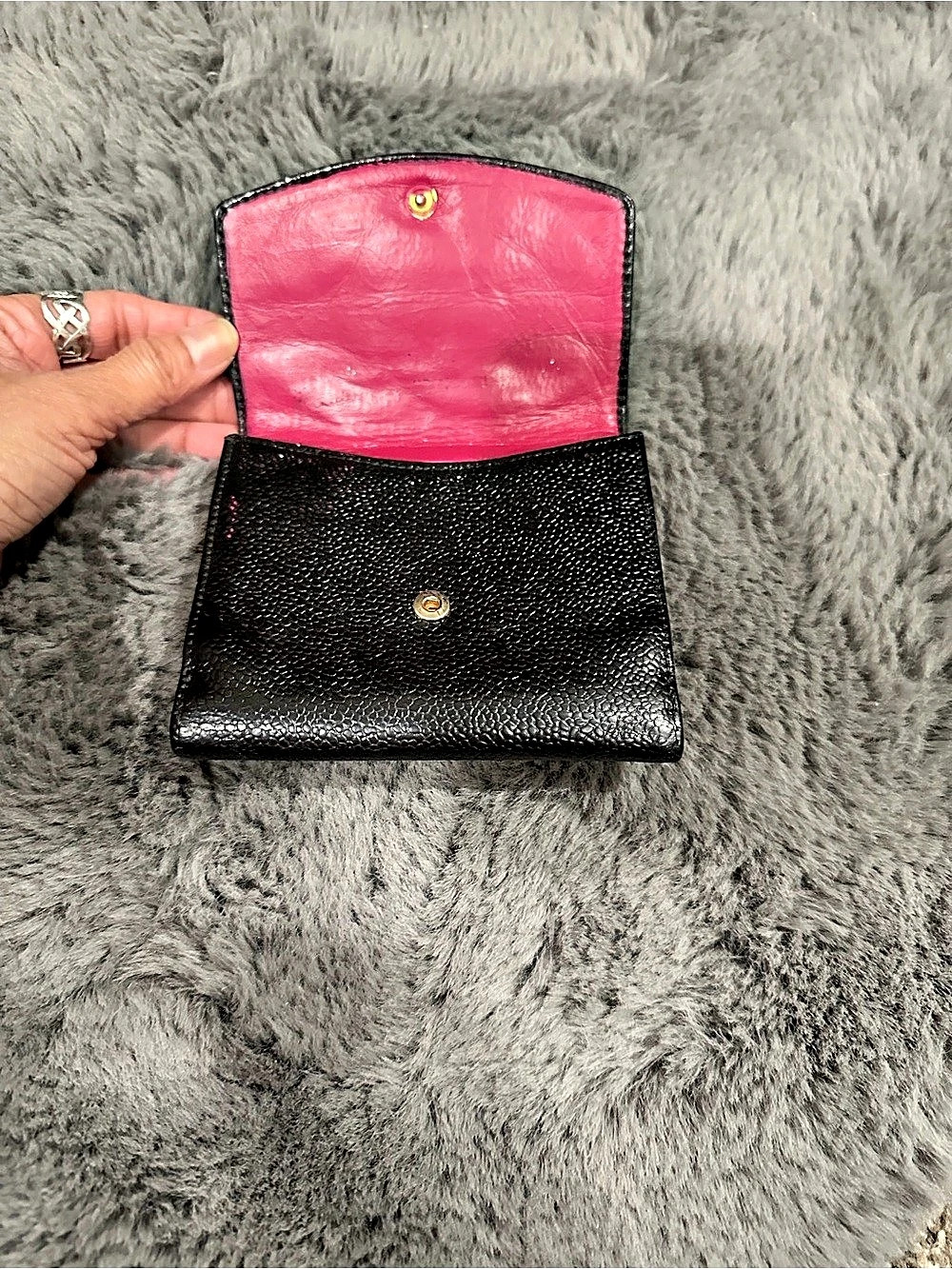 Chanel Cambon Ligne Bifold Wallet Black & Pink